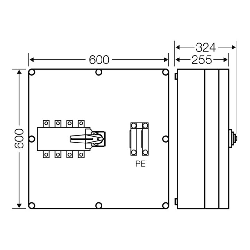 Hensel Mi-Lastumschaltergehäuse 250A 4polig+PE Mi 7882
