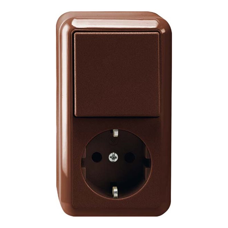 Merten SCHUKO-Steckdosenkombinat. 1-polig braun AP MEG3495-8717
