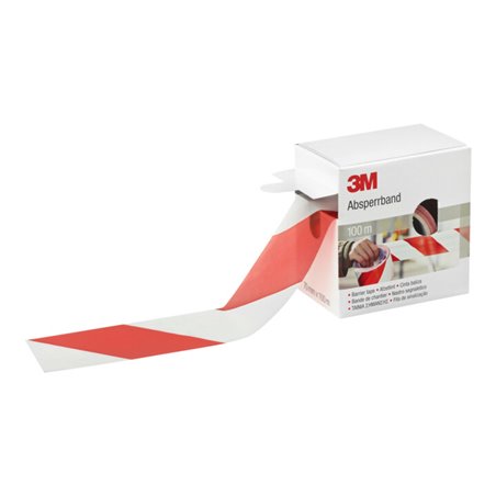 3M Deutschland Absperrband 70mmx100m, rot-w 596615 (Rolle 100m)