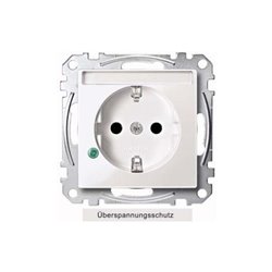 Merten SCHUKO-Steckdose pws/gl Übersp.Sch.Schriftf. MEG2305-0319