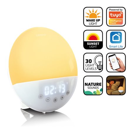 LENCO Bluetooth-Uhrenradio Wake-up-Light CRW-110WH White