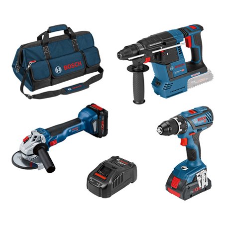 Bosch 18V GSR+GWS+GBH+2x PC 18V+GAL+bag