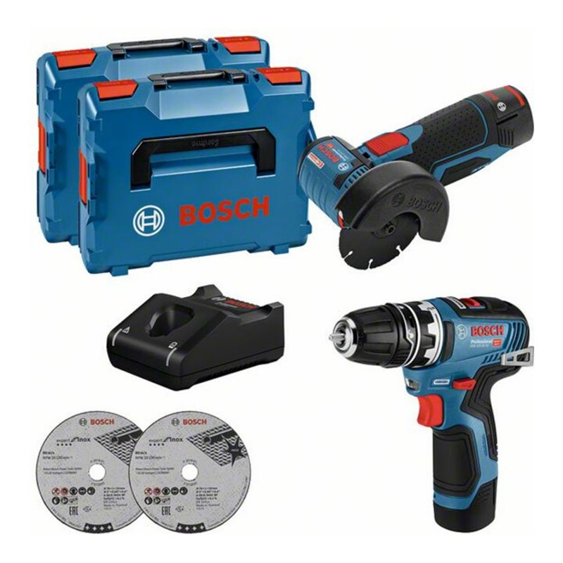 Bosch 12V kit: GSR + GWS + 2 x GBA 2.0Ah + GAL
