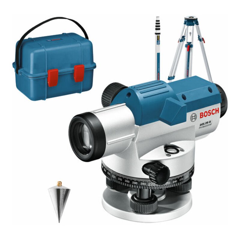 Bosch Optisches Nivelliergerät GOL 20 G mit Baustativ BT 160, Messstab GR 500