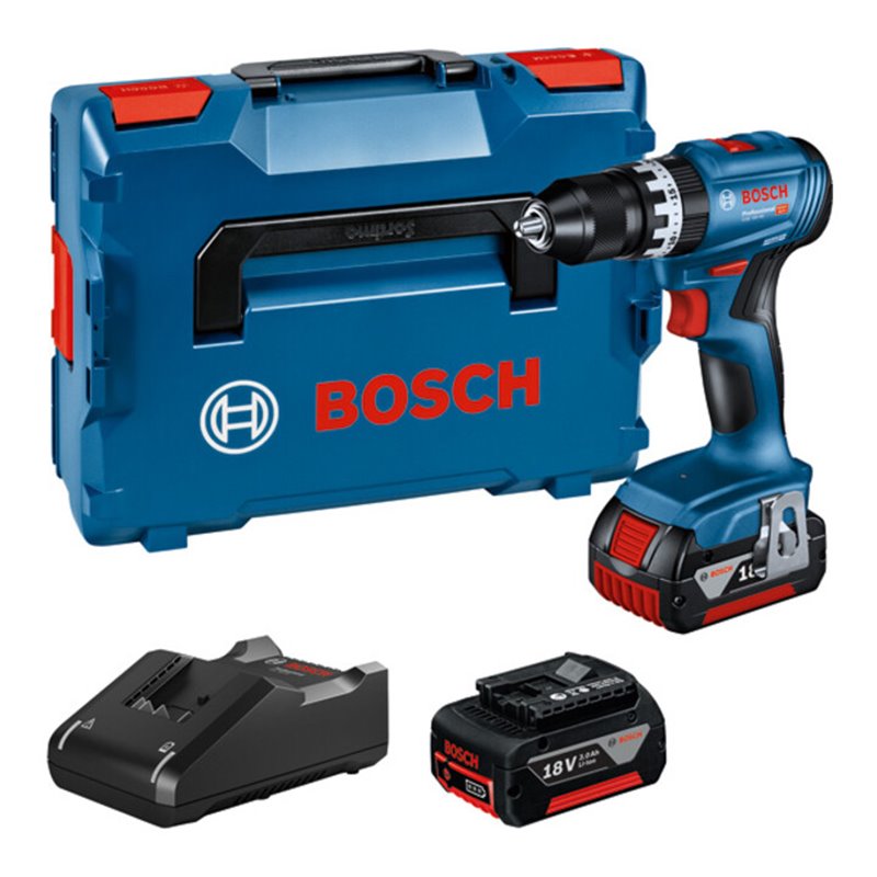 Bosch Akku-Bohrschrauber GSB 18V-45, 2 Akku GBA 18V 3.0Ah, Ladeg. u. L-BOXX