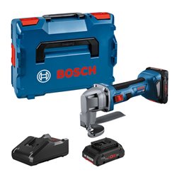 Bosch Akku-Blechschere GSC 18V-16 E, 2 Akku ProCORE18V, Schnelladeg. u. L-BOXX