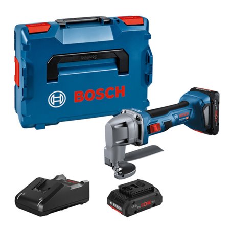 Bosch Akku-Blechschere GSC 18V-16 E, 2 Akku ProCORE18V, Schnelladeg. u. L-BOXX