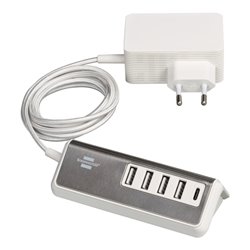 Brennenstuhl®estilo USB Ladegerät mit Schnellladefunktion / Mehrfach USB Ladestation mit Edelstahloberfläche und 1,5m Textil-Kab