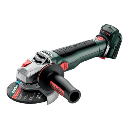 Metabo Akku-Winkelschleifer WB 18 LT BL 11-125 Quick mit Bremse, Schnellspannmutter, drehbarem Akkupack metaBOX 165 L