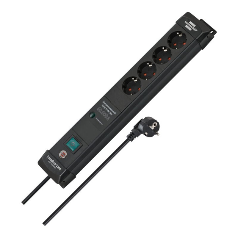 Brennenstuhl Premium-Line, Steckdosenleiste 4-fach mit Überspannungsschutz bis zu 60.000 A