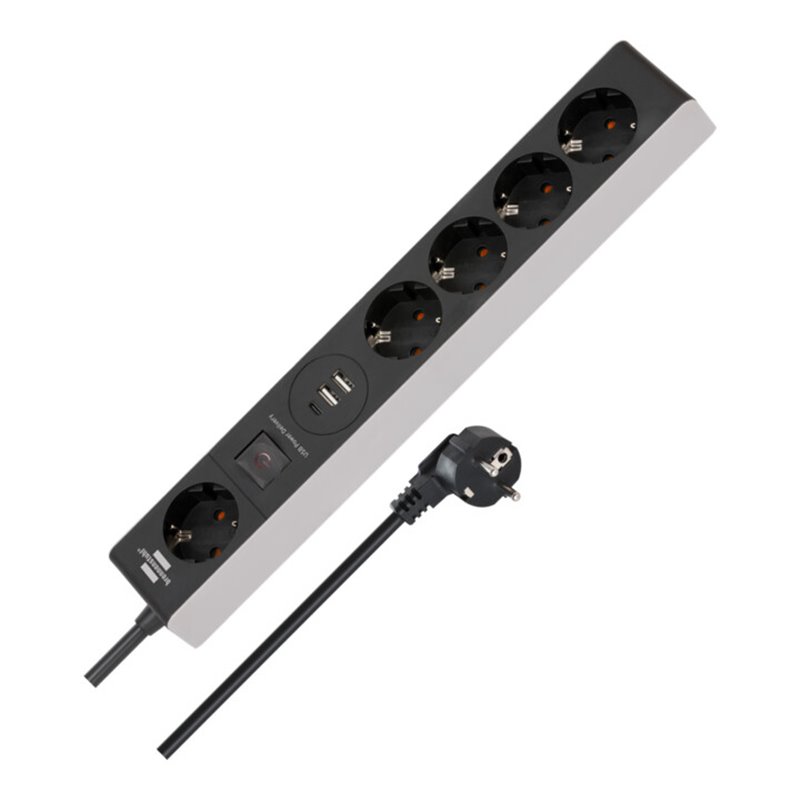 Brennenstuhl Steckdosenleiste 5-fach mit USB C Power Delivery und 2 USB 2,4 A