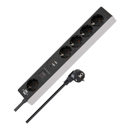 Brennenstuhl Steckdosenleiste 5-fach mit USB C Power Delivery und 2 USB 2,4 A