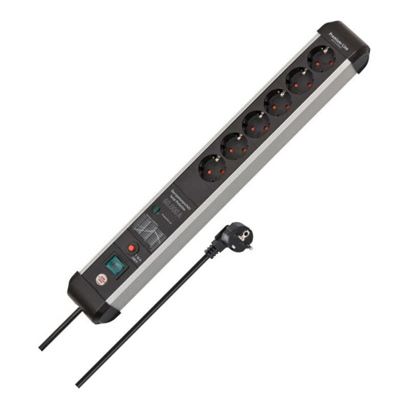Brennenstuhl Premium-Protect-Line, Steckdosenleiste 6-fach mit Überspannungsschutz 60.000 A (1391010601)