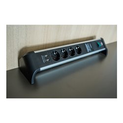 Brennenstuhl Alu-Office-Line Steckdosenleiste 4-fach mit USB und Überspannungsschutz
