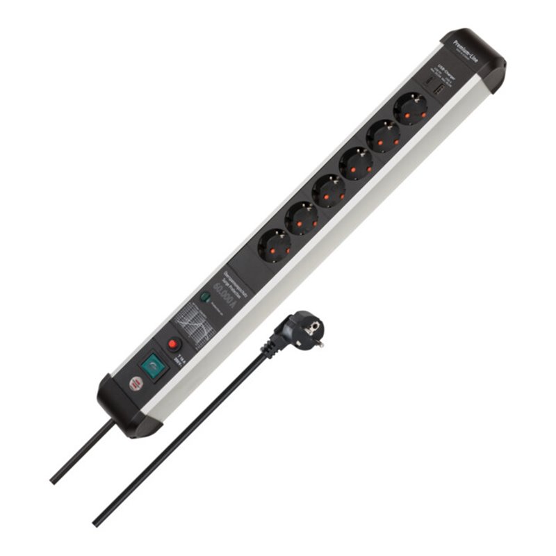 Brennenstuhl Premium-Protect-Line Steckdosenleiste 6-fach mit USB Power-Delivery Typ C und Überspannungsschutz