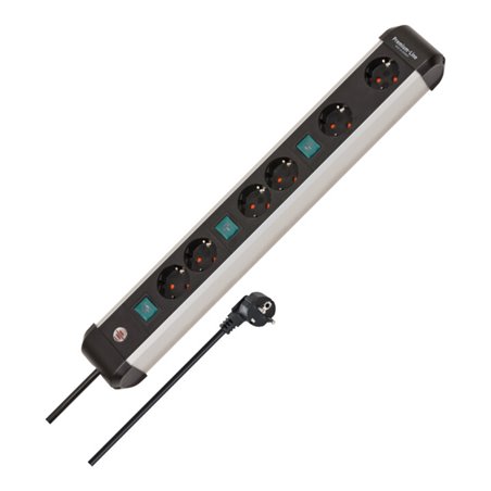 Brennenstuhl Premium-Alu-Line Steckdosenleiste 6-fach / Steckerleiste aus hochwertigem Aluminium (1391030601)