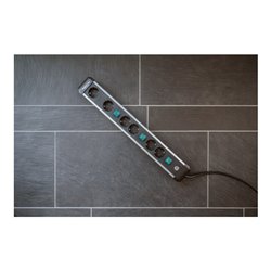 Brennenstuhl Premium-Alu-Line Steckdosenleiste 6-fach / Steckerleiste aus hochwertigem Aluminium (1391030601)