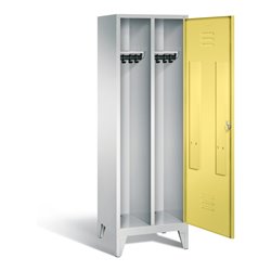 C+P Schwarz-Weiss-Spind Classic, H1850xB610xT500mm, Front Schwefelgelb, Korpus Lichtgrau (8210-20)