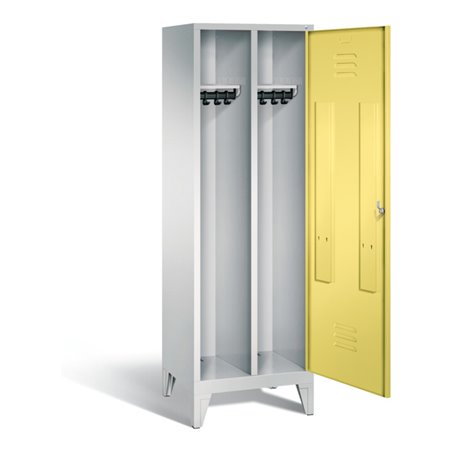 C+P Schwarz-Weiss-Spind Classic, H1850xB610xT500mm, Front Schwefelgelb, Korpus Lichtgrau (8210-20)