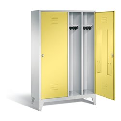 C+P Schwarz-Weiss-Spind Classic, H1850xB1190xT500mm, Front Schwefelgelb, Korpus Lichtgrau (8210-40)