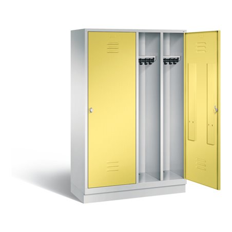 C+P Schwarz-Weiss-Spind Classic, H1800xB1190xT500mm, Front Schwefelgelb, Korpus Lichtgrau (8220-40)