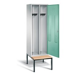 C+P Schwarz-Weiss-Spind Classic, H2090xB610xT815mm, Front Lichtgrün, Korpus Lichtgrau, Gestell Schwarzgrau (8250-20)