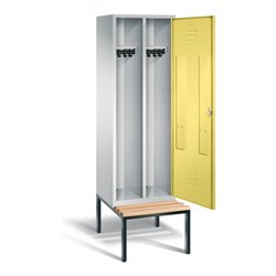 C+P Schwarz-Weiss-Spind Classic, H2090xB610xT815mm, Front Schwefelgelb, Korpus Lichtgrau, Gestell Schwarzgrau (8250-20)