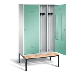 C+P Schwarz-Weiss-Spind Classic, H2090xB1190xT815mm, Front Lichtgrün, Korpus Lichtgrau, Gestell Schwarzgrau (8250-40)