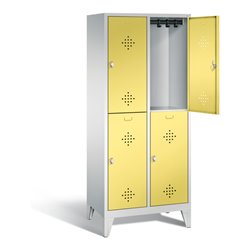 C+P Spind doppelstöckig Classic, H1850xB810xT500mm, Front Schwefelgelb, Korpus Lichtgrau (8310-22)