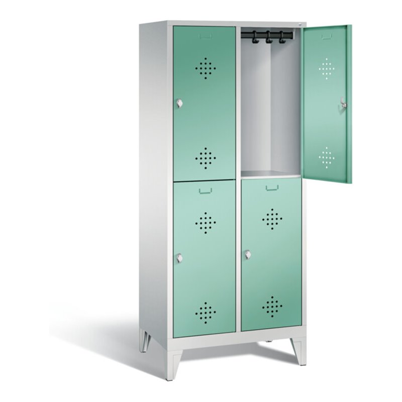 C+P Spind doppelstöckig Classic, H1850xB810xT500mm, Front Lichtgrün, Korpus Lichtgrau (8310-22)