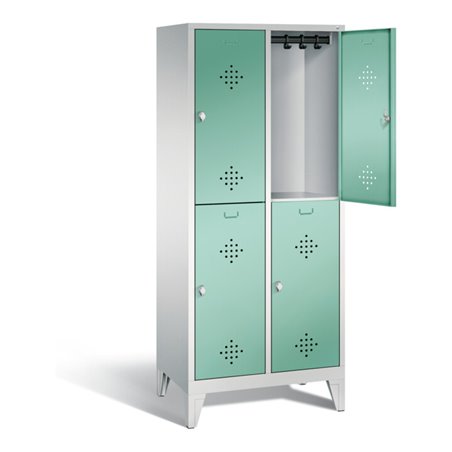 C+P Spind doppelstöckig Classic, H1850xB810xT500mm, Front Lichtgrün, Korpus Lichtgrau (8310-22)