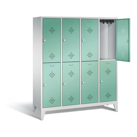 C+P Spind doppelstöckig Classic, H1850xB1590xT500mm, Front Lichtgrün, Korpus Lichtgrau (8310-42)