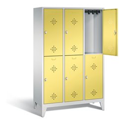 C+P Spind doppelstöckig Classic, H1850xB1200xT500mm, Front Schwefelgelb, Korpus Lichtgrau (8310-32)