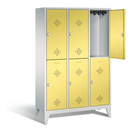 C+P Spind doppelstöckig Classic, H1850xB1200xT500mm, Front Schwefelgelb, Korpus Lichtgrau (8310-32)