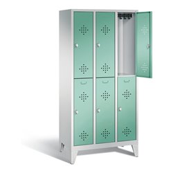 C+P Spind doppelstöckig Classic, H1850xB900xT500mm, Front Lichtgrün, Korpus Lichtgrau (8310-30)