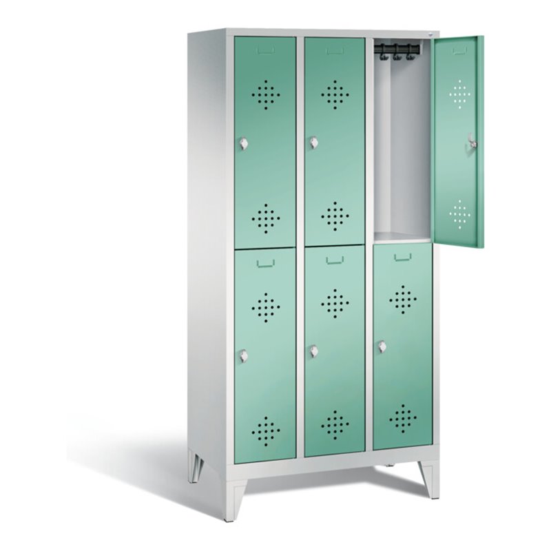 C+P Spind doppelstöckig Classic, H1850xB900xT500mm, Front Lichtgrün, Korpus Lichtgrau (8310-30)