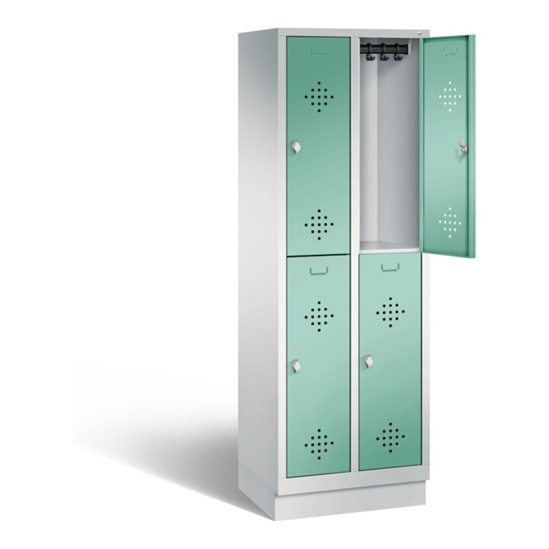 C+P Spind doppelstöckig Classic, H1800xB610xT500mm, Front Lichtgrün, Korpus Lichtgrau (8320-20)