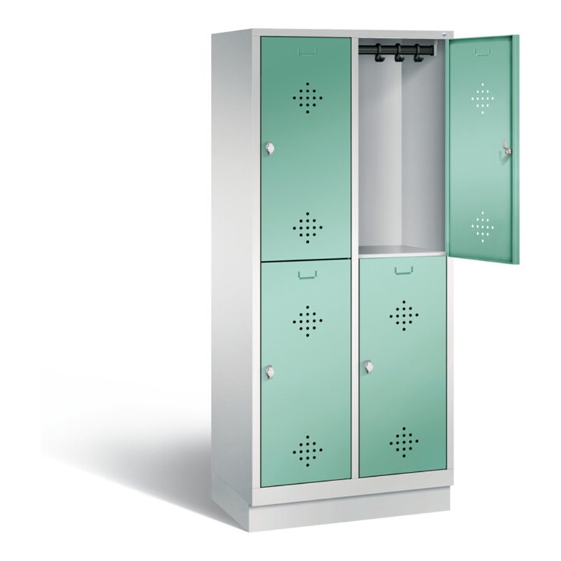 C+P Spind doppelstöckig Classic, H1800xB810xT500mm, Front Lichtgrün, Korpus Lichtgrau (8320-22)