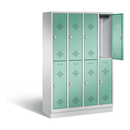 C+P Spind doppelstöckig Classic, H1800xB1190xT500mm, Front Lichtgrün, Korpus Lichtgrau (8320-40)