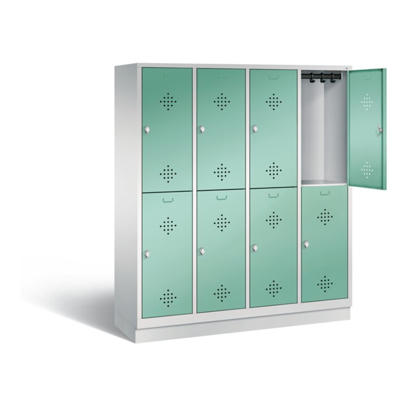 C+P Spind doppelstöckig Classic, H1800xB1590xT500mm, Front Lichtgrün, Korpus Lichtgrau (8320-42)