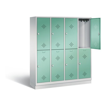 C+P Spind doppelstöckig Classic, H1800xB1590xT500mm, Front Lichtgrün, Korpus Lichtgrau (8320-42)