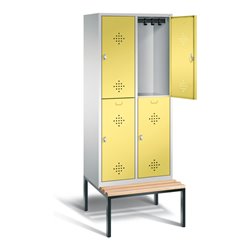 C+P Spind doppelstöckig Classic, H2090xB810xT815mm, Front Schwefelgelb, Korpus Lichtgrau, Gestell Schwarzgrau (8350-22)