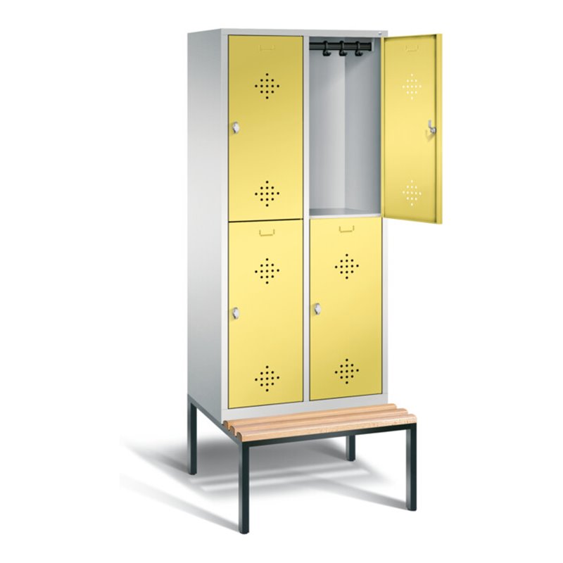 C+P Spind doppelstöckig Classic, H2090xB810xT815mm, Front Schwefelgelb, Korpus Lichtgrau, Gestell Schwarzgrau (8350-22)