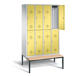 C+P Spind doppelstöckig Classic, H2090xB1190xT815mm, Front Schwefelgelb, Korpus Lichtgrau, Gestell Schwarzgrau (8350-40)