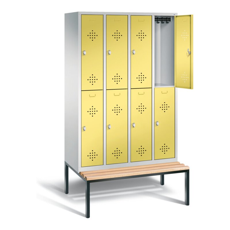 C+P Spind doppelstöckig Classic, H2090xB1190xT815mm, Front Schwefelgelb, Korpus Lichtgrau, Gestell Schwarzgrau (8350-40)