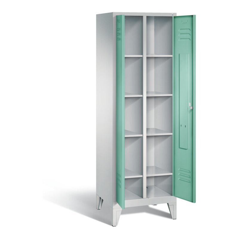 C+P Wäsche-Spind Classic, H1850xB610xT500mm, Front Lichtgrün, Korpus Lichtgrau (8012-20B)