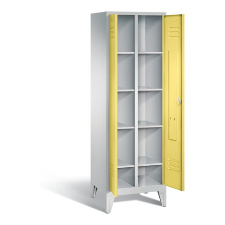 C+P Wäsche-Spind Classic, H1850xB610xT500mm, Front Schwefelgelb, Korpus Lichtgrau (8012-20B)