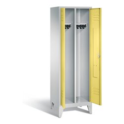 C+P Schwarz-Weiss-Spind Classic, H1850xB610xT500mm, Front Schwefelgelb, Korpus Lichtgrau (8012-20)