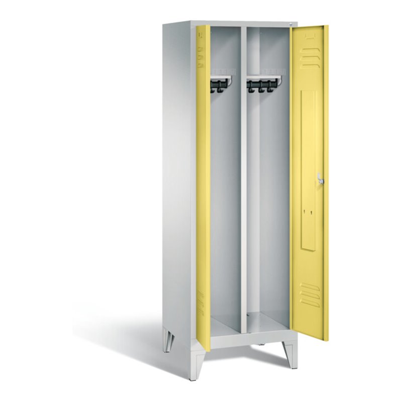 C+P Schwarz-Weiss-Spind Classic, H1850xB610xT500mm, Front Schwefelgelb, Korpus Lichtgrau (8012-20)