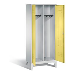 C+P Schwarz-Weiss-Spind Classic, H1850xB810xT500mm, Front Schwefelgelb, Korpus Lichtgrau (8012-22)